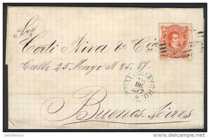 Folded Cover Franked By GJ.38, Cancelled With The Scarce Semi-mute "7 Bars With A G" Of GUALEGUAYCHÚ, Along... - Sonstige & Ohne Zuordnung