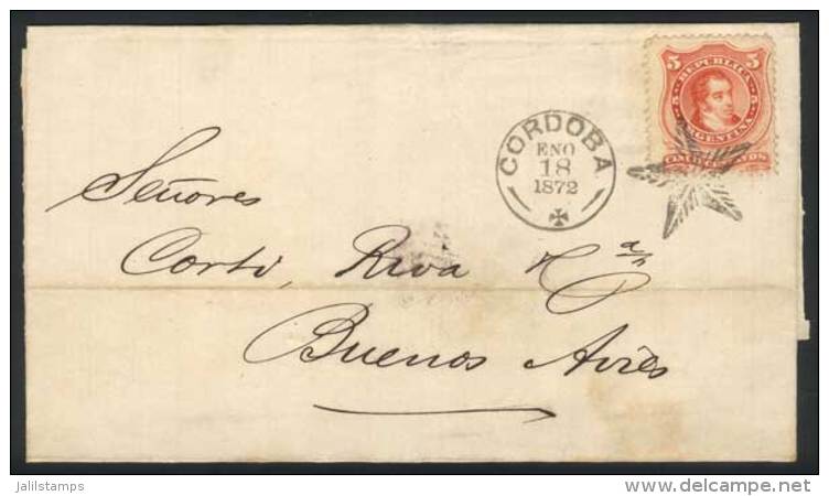 Folded Cover Franked By GJ.38, With Mute "star" Cancel Along CORDOBA Datestamp Of 18/JA/1872, Excellent Quality! - Sonstige & Ohne Zuordnung