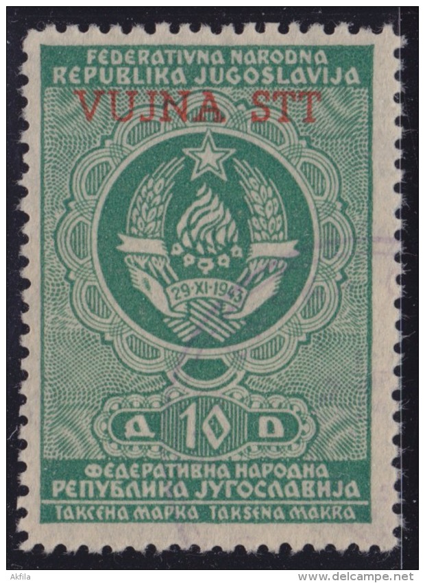 5359. Italy Slovenia VUJA (optd Red) Zone B Revenue Stamp Yugoslavia (10 D) R - Fiscaux