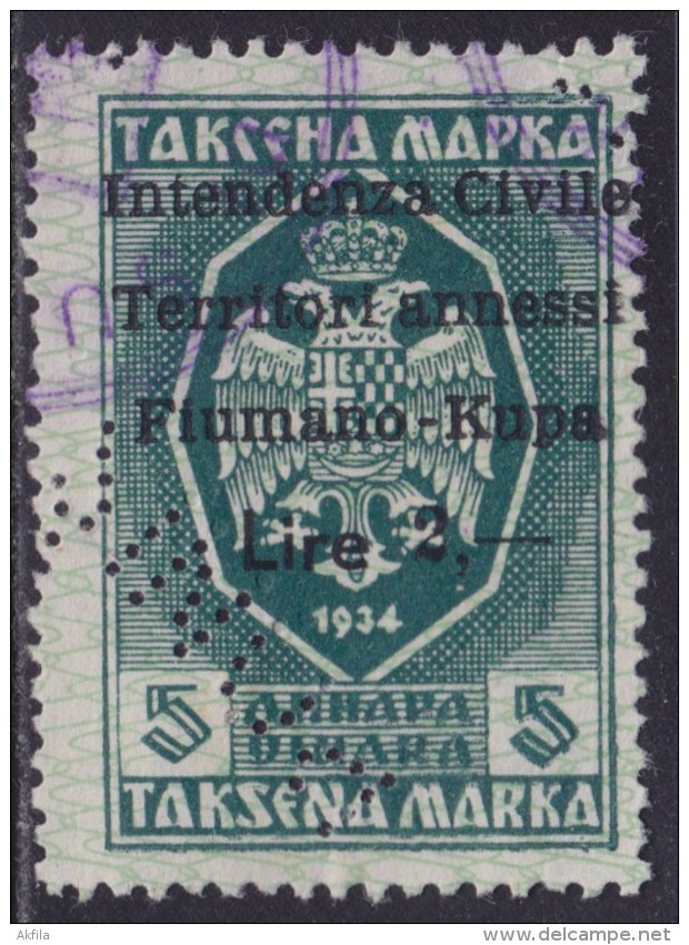 5367. Italy Fiume Revenue Stamp R(lire 2) - Fiume & Kupa