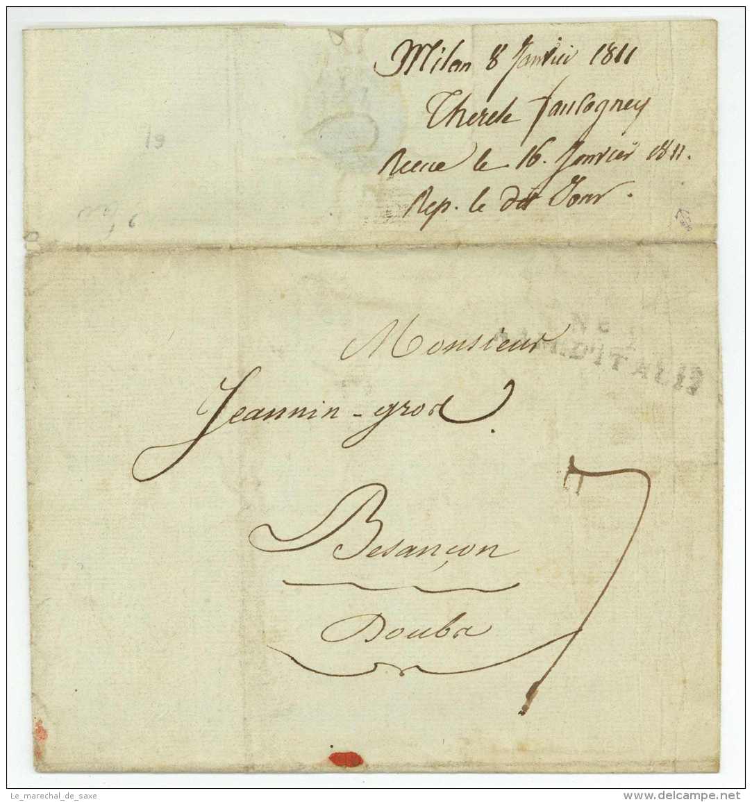 No. I ARMEE D'ITALIE Milano Pour Besancon Doubs 1811 - Army Postmarks (before 1900)