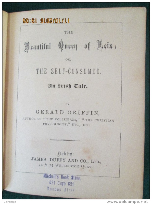 TALES FOR YOUTH  Irish Poet GERALD GRIFFIN -1st EDITION C/1854 THE BEAUTIFUL QUEEN OF LEIX -Pubs JAMES DUFFY AND CO. Ltd - Sagen/Legenden