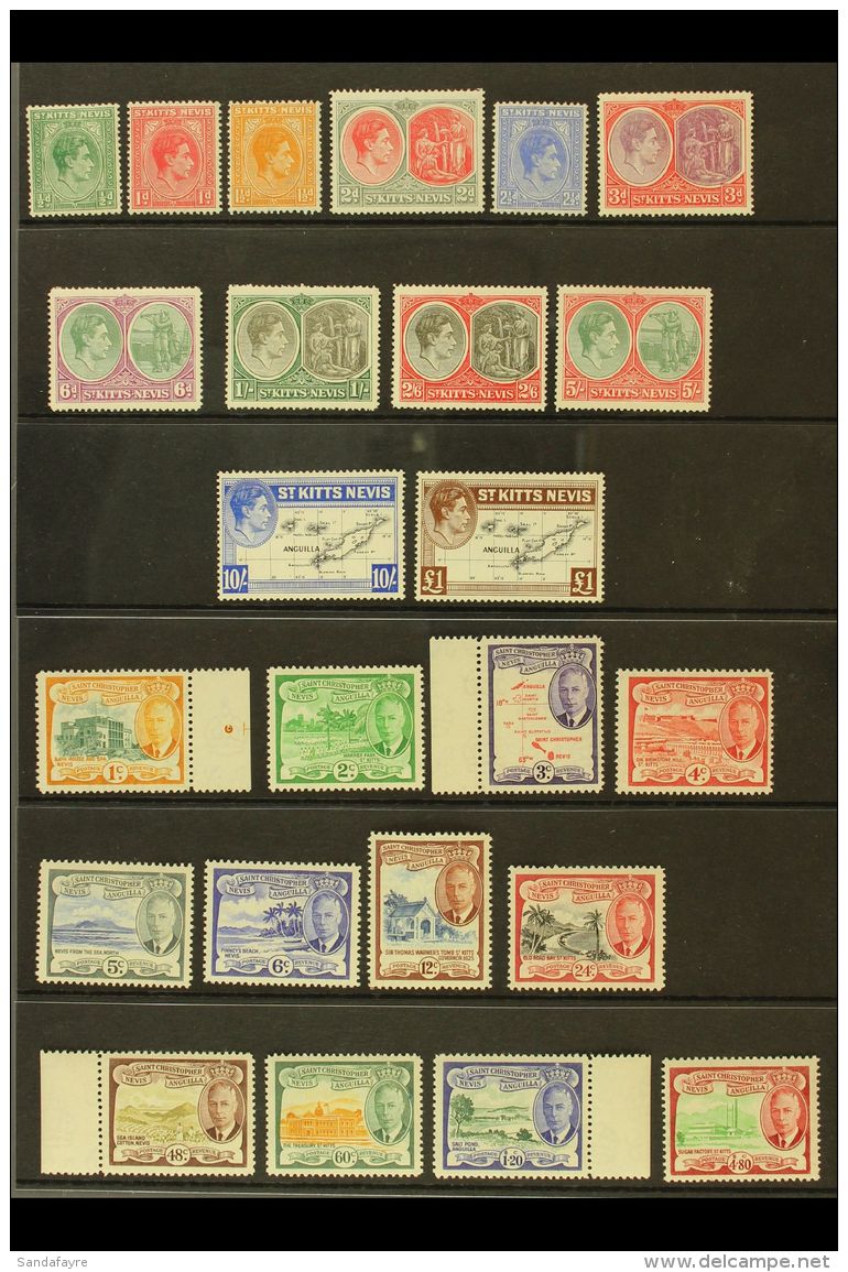 1938-1952 DEFINITIVE SETS. 1938-50 Complete Set, SG 68/77f (all High Values Are NHM) And 1952 Complete Set, SG... - St.Kitts E Nevis ( 1983-...)