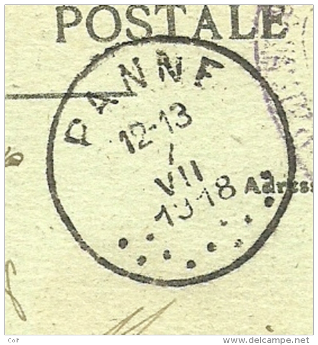 Kaart Met Als Aankomst Stempel PANNE Op 7/7/1918 , Censuur CONTROLE 92 - Unbesetzte Zone