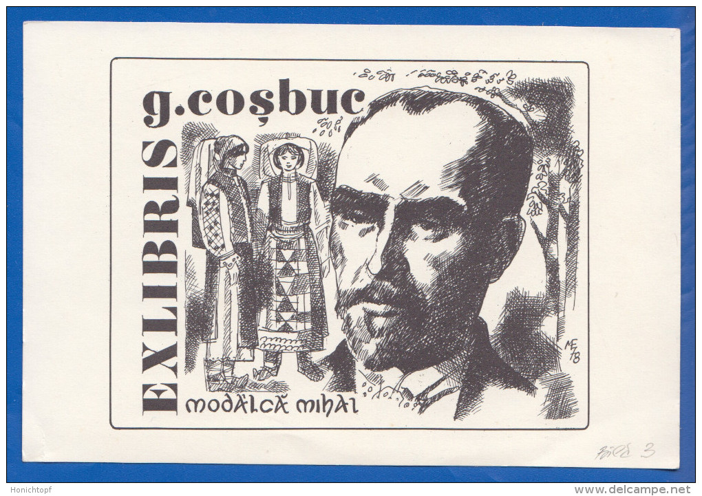 Ex-libris; Modalca Mihai 1978; George Cosbuc; 150x120 Mm; Bild3 - Ex-libris