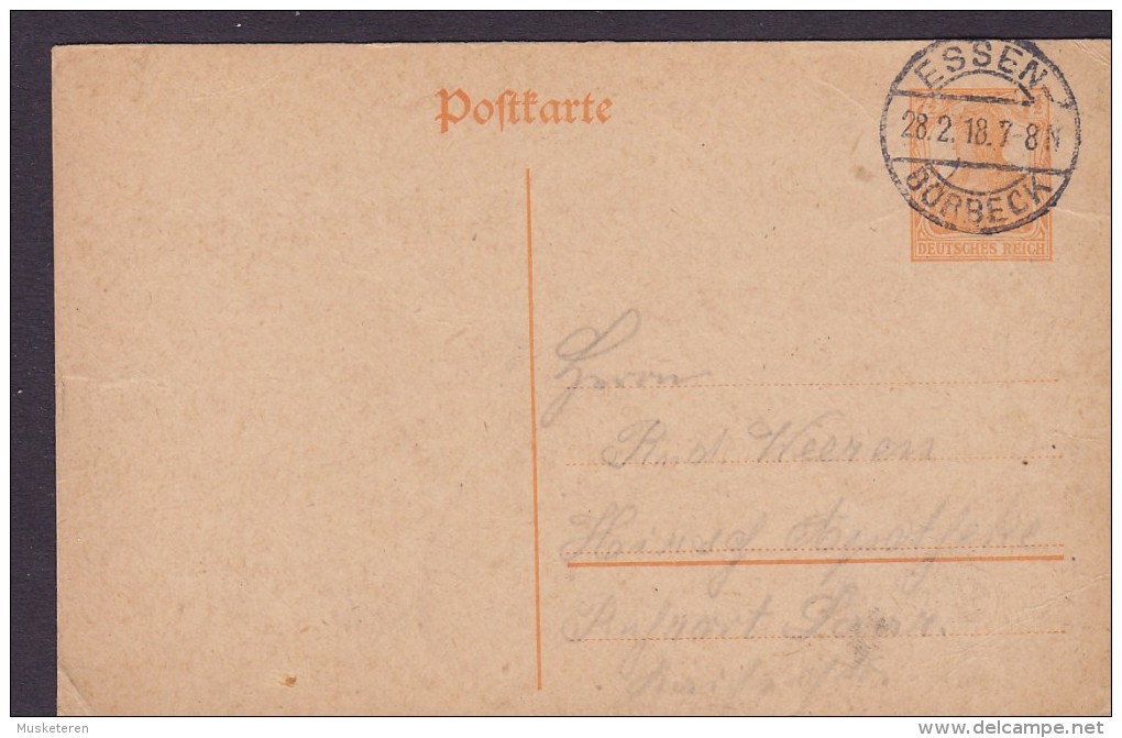 Germany Deutsches Reich Postal Stationery Ganzsache 7½ Pf. Germania ESSEN-BORBECK 1918 (2 Scans) - Cartoline