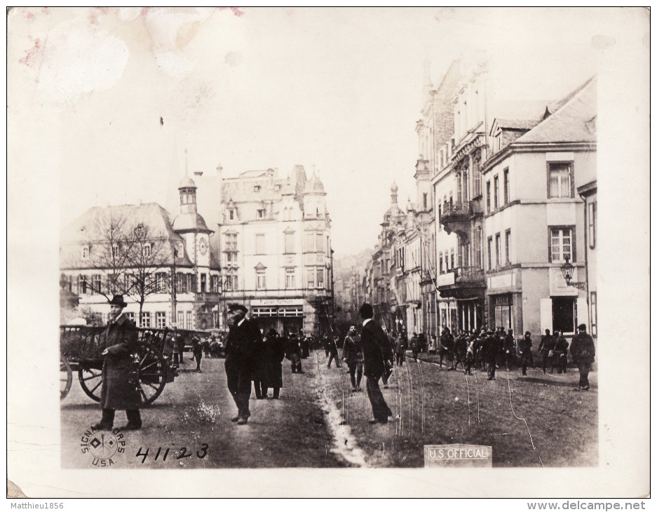 Grande Photo Décembre 1918 MAYEN - Une Rue, Soldats Américains (A155, Ww1, Wk 1) - Mayen