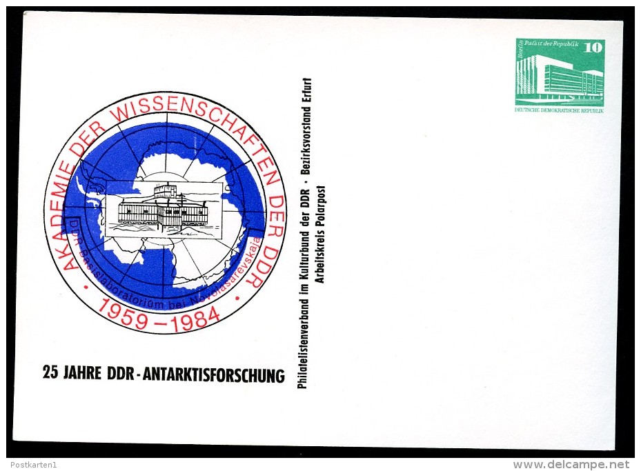 DDR PP18 C2/003 Privat-Postkarte ZUDRUCK VERSCHOBEN Antarktisforschung 1984 - Cartes Postales Privées - Neuves