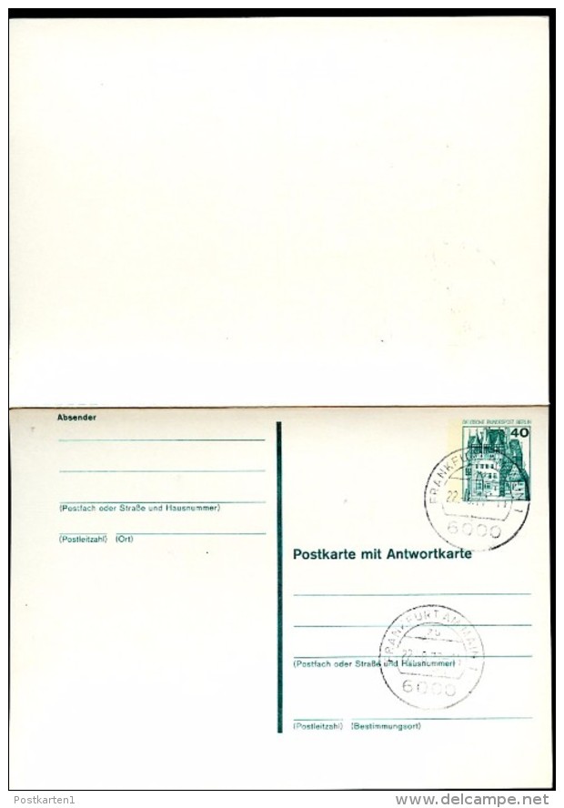 BERLIN P10 A Postkarte Mit Antwort Stpl. Frankfurt(M. 22.08.1977 - Cartes Postales - Oblitérées