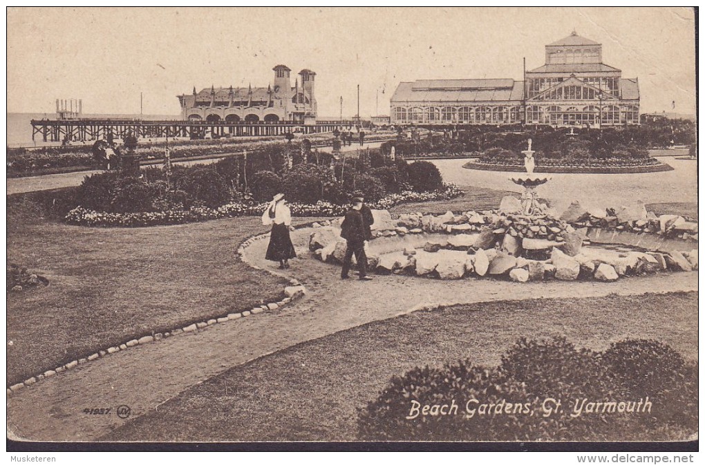 United Kingdom PPC Beach Garden's, Great Yarmouth The Pelham Series Local View GT. YARMOUTH 1921 (2 Scans) - Great Yarmouth