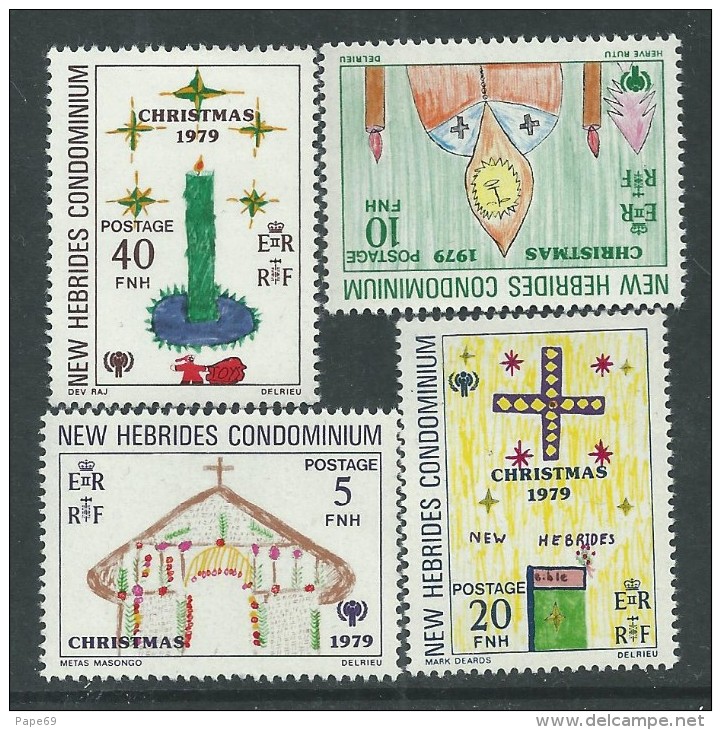 Nouvelles Hébrides N° 571 / 74 XX Noël Et Année Intern De L'enfant, Les 4 Valeurs  Légende Anglaise Sans Charnière TB - Neufs