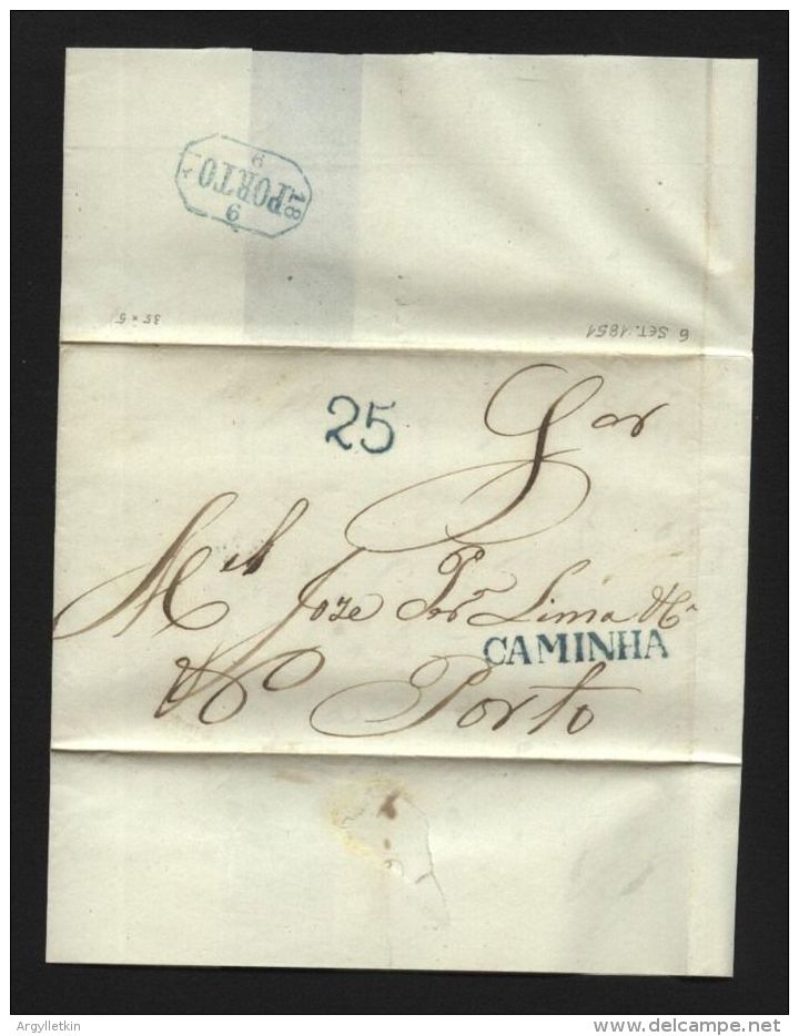 PORTUGAL 1851 - CAMINHA TO PORTO ENTIRE - ...-1853 Prefilatelia