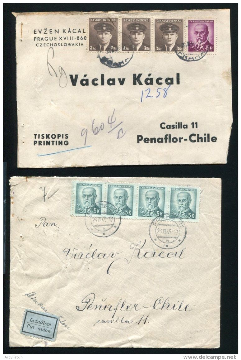 CZECHOSLOVAKIA AIRMAIL COVERS TO CHILE 1940s - Airmail