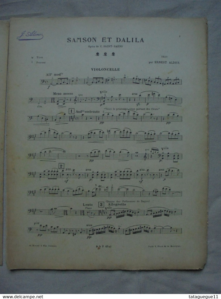 Ancien - Partition SAMSON ET DALILA Opéra de St Saëns Trio par Ernest ALDER