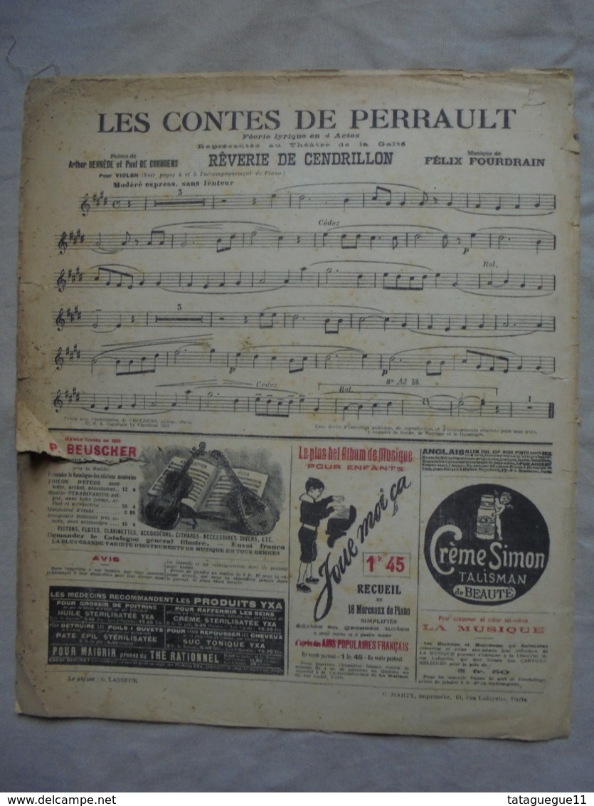 Ancien - Partition LA MUSIQUE N° 60 Dimanche 15 Mars 1914