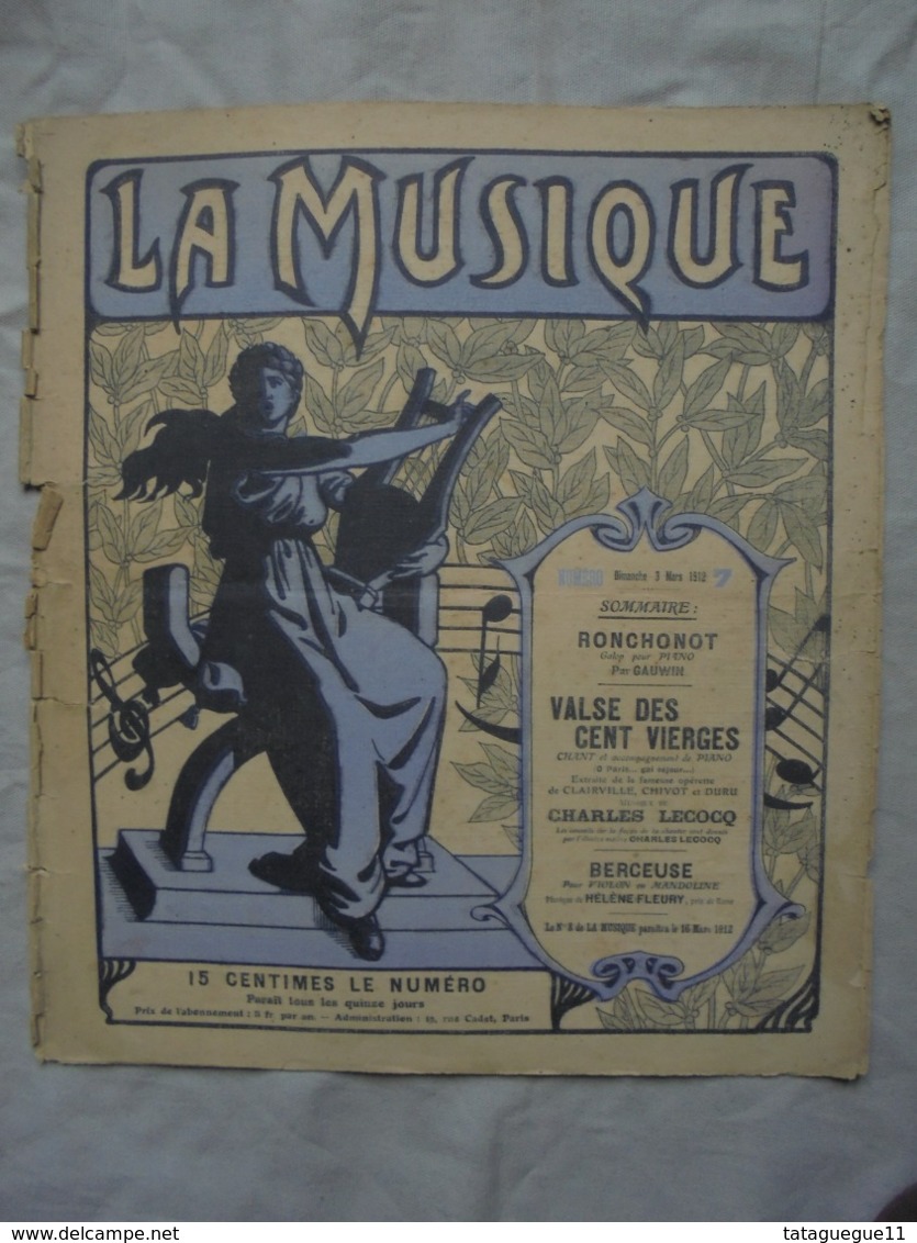 Ancien - Partition LA MUSIQUE N° 7 Dimanche 3 Mars 1912 - J-L