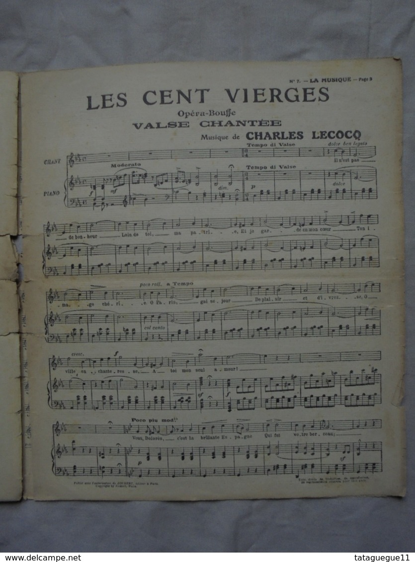 Ancien - Partition LA MUSIQUE N° 7 Dimanche 3 Mars 1912 - J-L