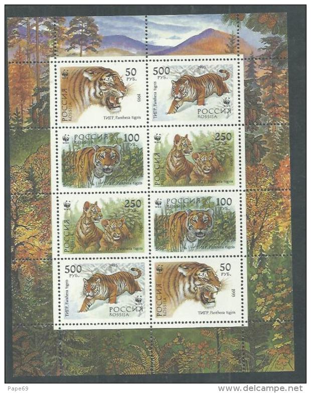 Russie N°  6029 / 32 F XX : Protection De La Nature : Le Tigre De L´Oussouri ( W. W. F.) . La Feuille Sans Charnière TB - Full Sheets