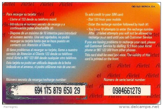 CARTE§ PREPAYEE-AIRTEL-CUPON RECARGA-1000 PTAS-DISNEY-La SIRENITA-31/12/2000-TBE - Airtel