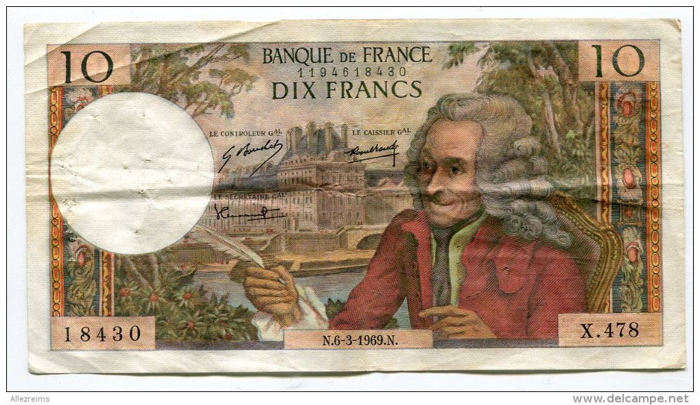 Billet De 10 F  VOLTAIRE  1969    X  478 - 10 F 1963-1973 ''Voltaire''