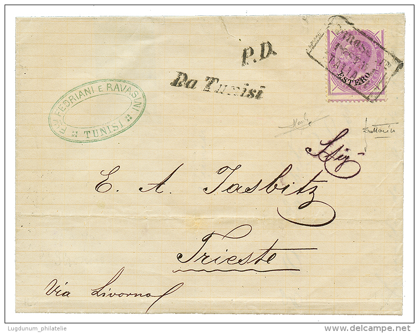 TUNISIA - ITALIAN P.O. : 1874 ESTERO 60c Canc. PIROSCAFI POSTALI ITALIANI + DA TUNISI On Cover From TUNIS To AUSTRIA. RA - Non Classés