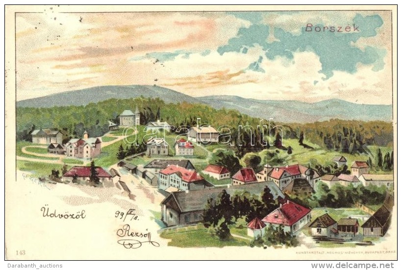 T2/T3 1899 Borszék-fürdÅ‘, Borsec; Látkép / General View, Kunstanstalt 'Kosmos' Litho S:... - Sin Clasificación