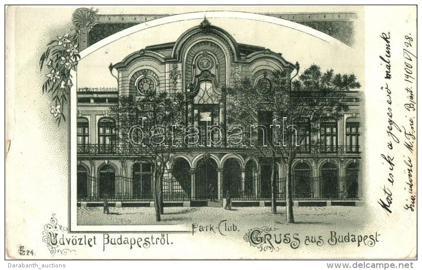 T3 Budapest XIV. Park-Club, Art Nouveau Floral Litho (kis Szakadás / Small Tear) - Non Classés