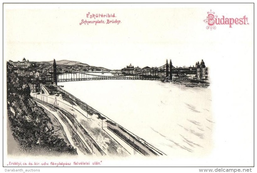 ** T1/T2 Budapest, Eskütéri (Erzsébet Királyné) Híd, Litho - Non Classés