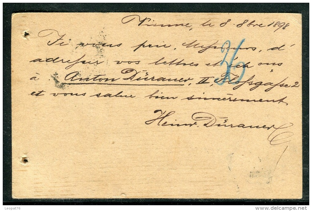 Autriche - Entier Postal De Wien Pour La France En 1898  Réf O 264 - Postkarten