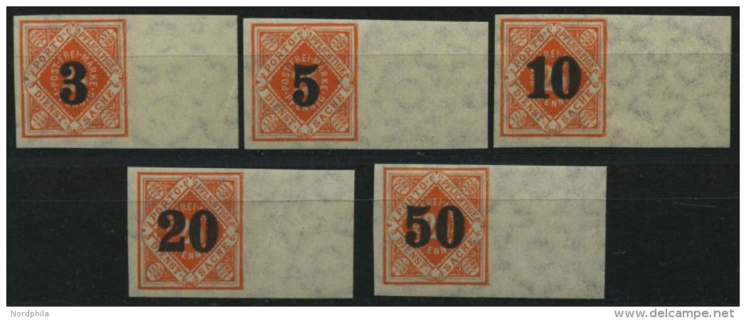 WÜRTTEMBERG 184-88PU *, 1923, 3 - 50 Pf. Auf 25 Pf. Rotorange, Ungezähnt, Alle Vom Rechten Rand, Falzrest, Pra - Other & Unclassified