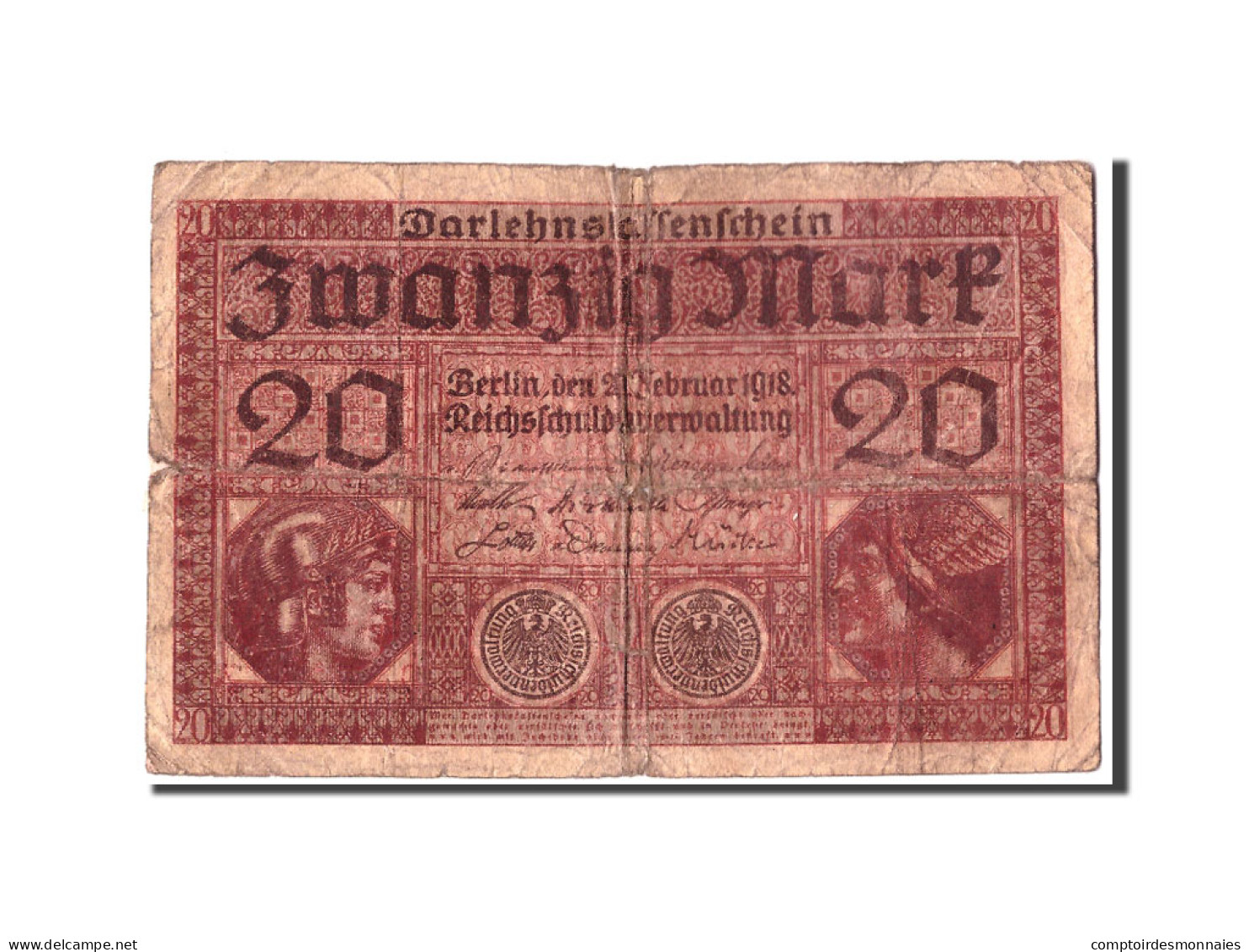 Billet, Allemagne, 20 Mark, 1918, 1918-02-20, KM:57, AB+ - Reichsschuldenverwaltung