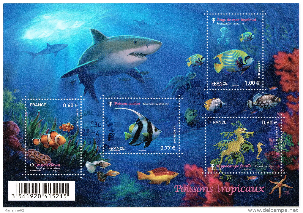 France BF F 4646 Poissons Tropicaux - Oblitéré 23/04/2012 - 1er Jour Vente Générale - Used