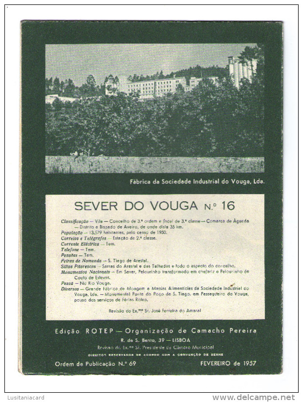 SEVER DO VOUGA - ROTEIRO TURÍSTICO (Ed. Rotep Nº 69 - 1957) - Livres Anciens
