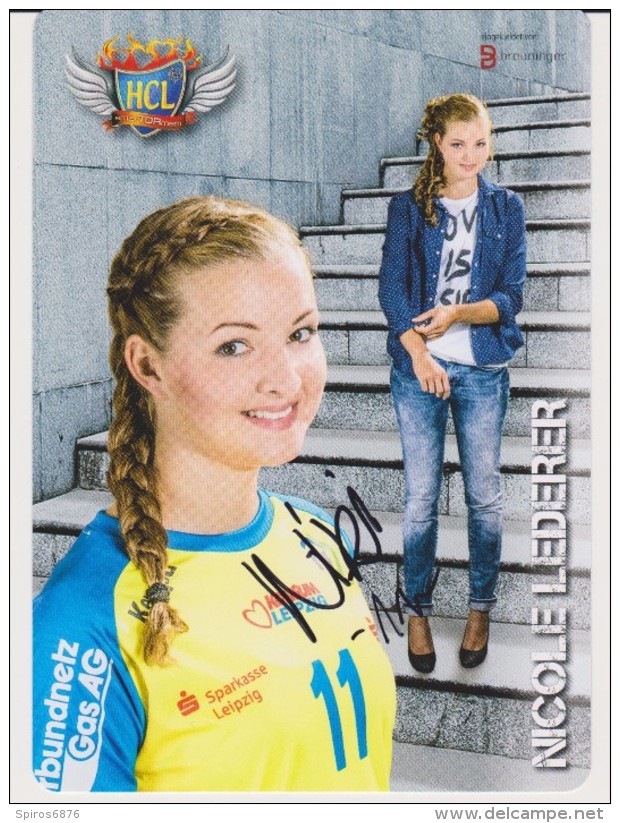 Original Handball Autograph Card NICOLE LEDERER Club LEIPZIG Season 2014 / 15 - Pallamano