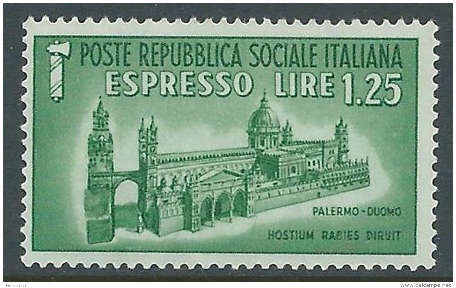 1944 RSI ESPRESSO DUOMO DI PALERMO 1,25 LIRE MNH ** - CZ39-4 - Eilsendung (Eilpost)