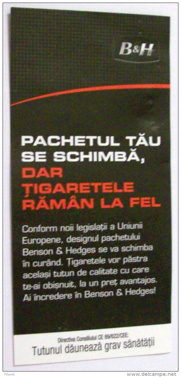 ROMANIA-CIGARETTES CARD,NOT GOOD SHAPE-0.95 X 0.45 CM - Otros & Sin Clasificación