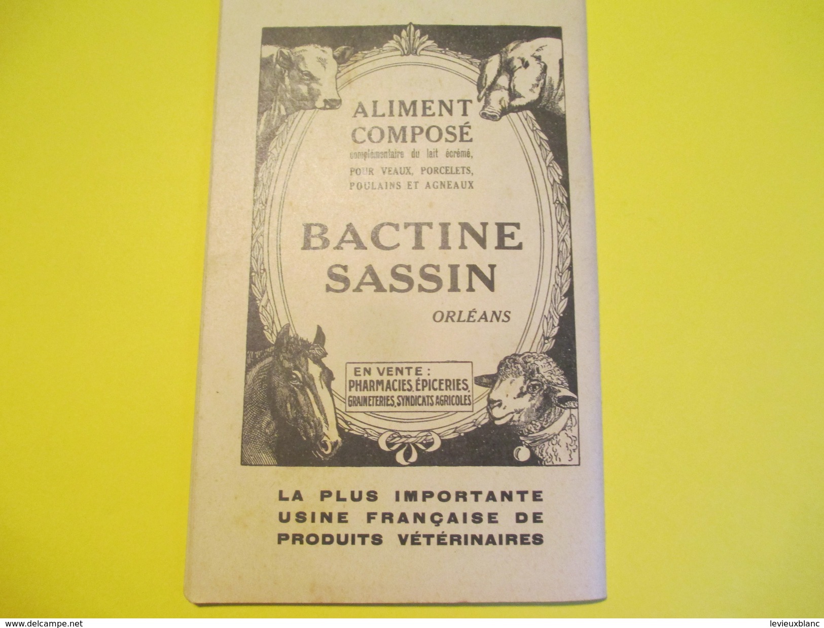 Elevage/Catalogue / Fabrique spéciale de Produits Vétérinaires/Adrien Sassin/ ORLEANS / ALGER/ 1955          CAT158