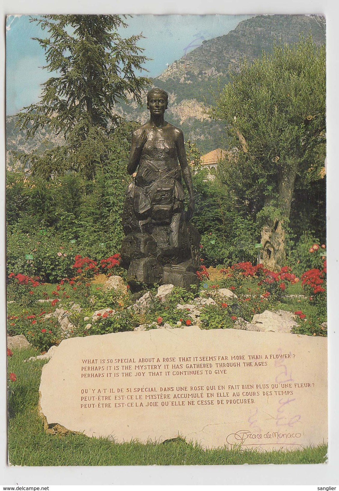 MONACO -FONTVIEILLE - ROSERAIE PRINCESSE GRACE - LA STATUE  S. A. S. LA PRINCESSE GRACE - Fontvieille