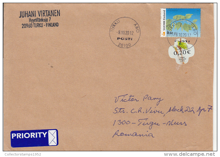 51412- LINDEN TREE, STAMPS ON COVER, 2012, FINLAND - Storia Postale