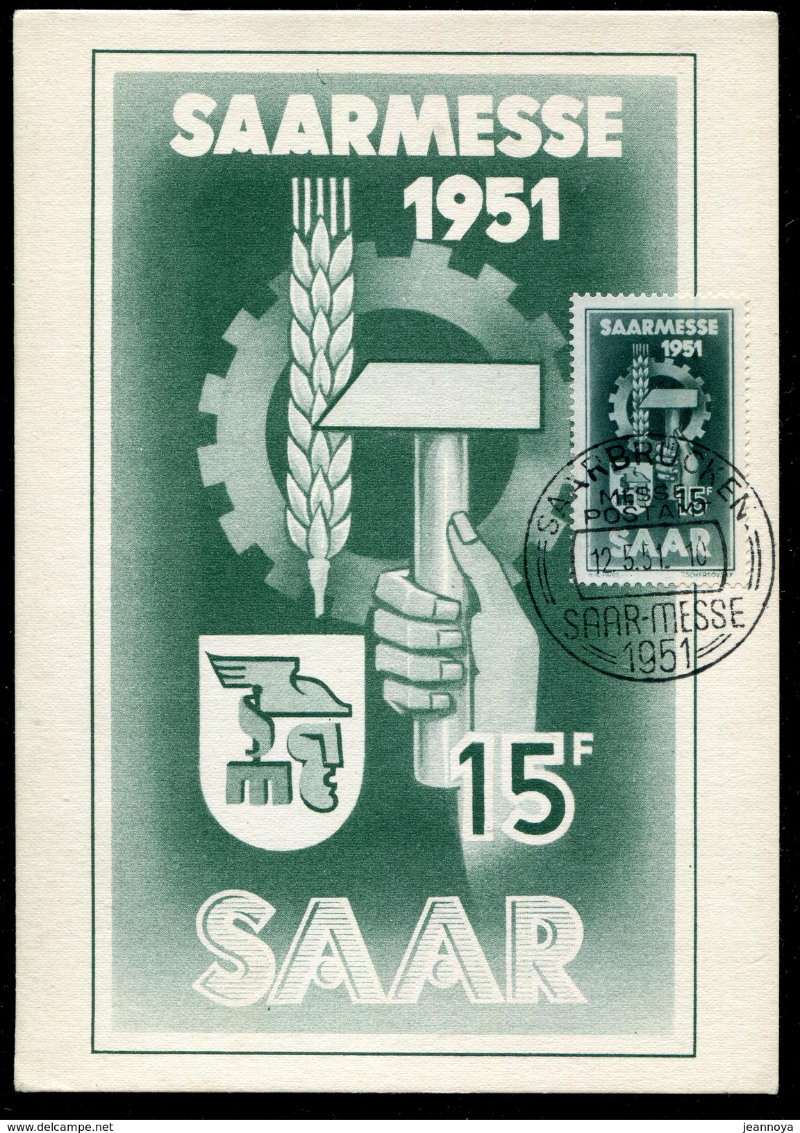 SARRE - N° 293 / CM DE SAARBRUCKEN LE 12/5/1951 - TB - Maximumkarten