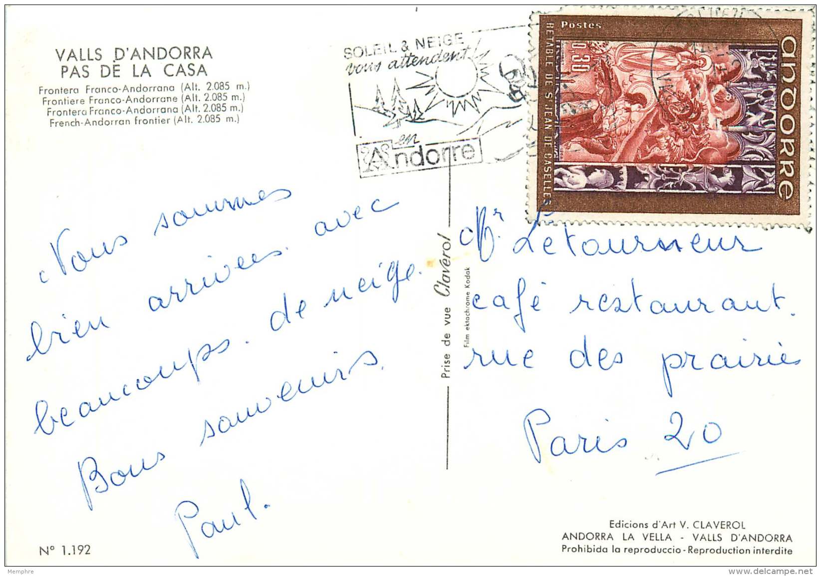 1969  Retable De StJean De Cazelles  0,30fr   Sur Carte Postale Pour Paris - Covers & Documents