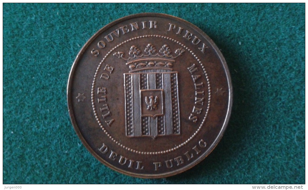 1867, Ville De Malines, Deuil Publique, Cardinal Archeveque Engelbert Sterckx, 12 Gram (med337) - Monedas Elongadas (elongated Coins)