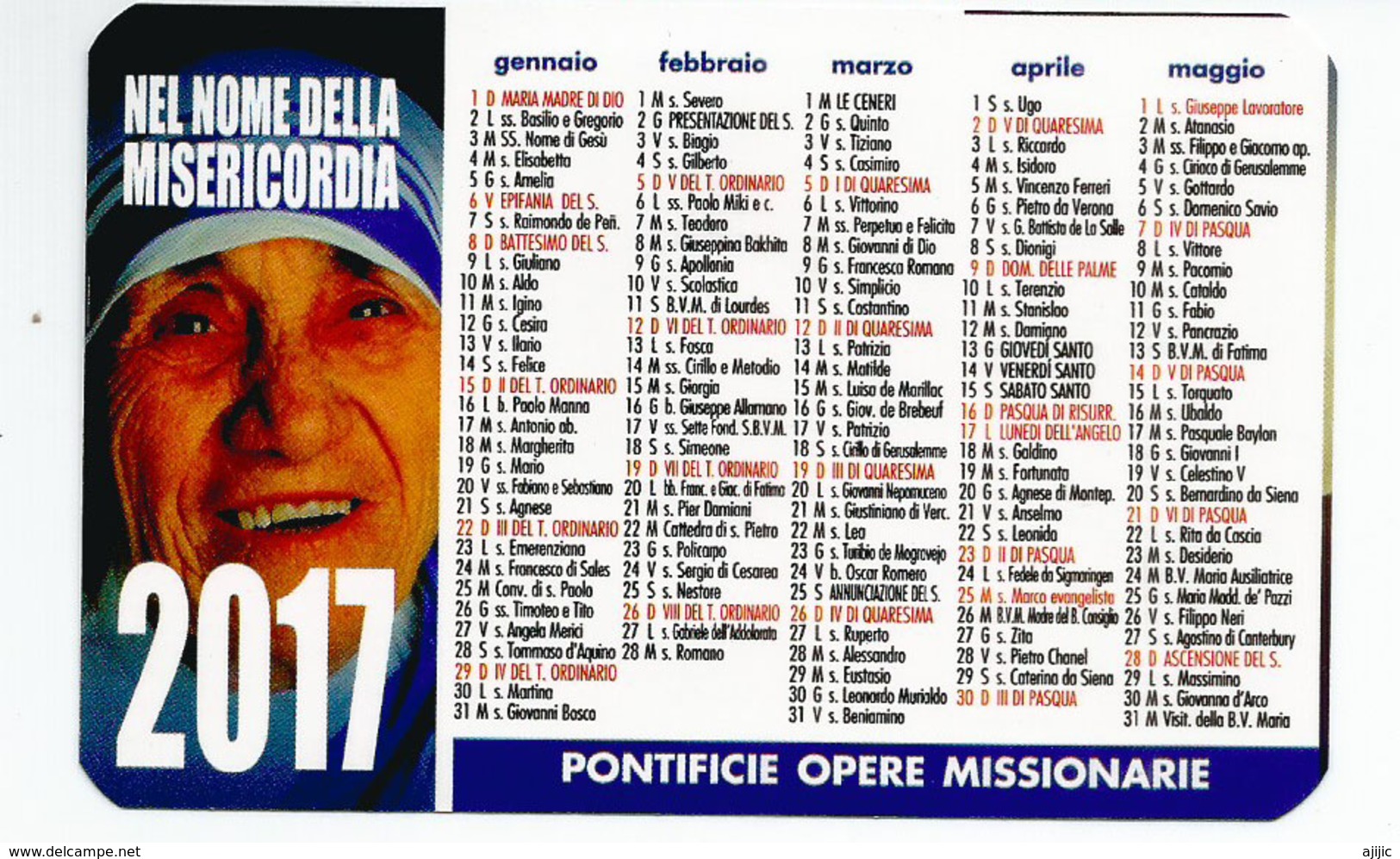 Mère Teresa (Nel Nome Della Misericordia) Année 2017 Missio Italia - Mother Teresa