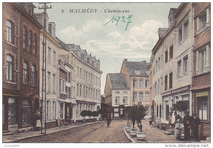 Malmedy - Chemin-rue (animation, Colorisée, Photo Belge Lumière) - Malmedy