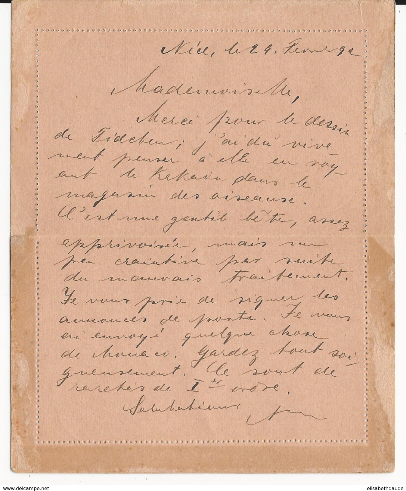 MONACO - 1892 - CARTE-LETTRE ENTIER De MONTE-CARLO Pour La RUSSIE Avec REACHEMINEMENT - DESTINATION RARE ! - Ganzsachen