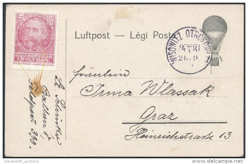 1915 Légi LevelezÅ‘lap / Airmail Postcard 'WISOWITZ' - Graz - Other & Unclassified