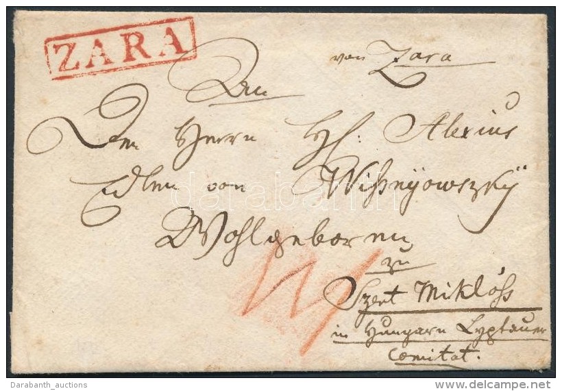 1830 Portós Levél / Unpaid Cover Piros / Red 'ZARA' - Szent Miklós - Other & Unclassified