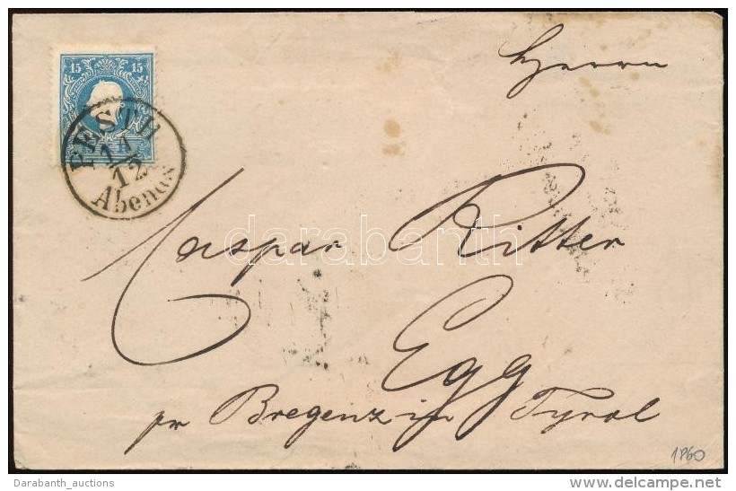 1860 15kr II Levélen / On Cover 'PESTH Abends' - Egg / Tyrol - Autres & Non Classés