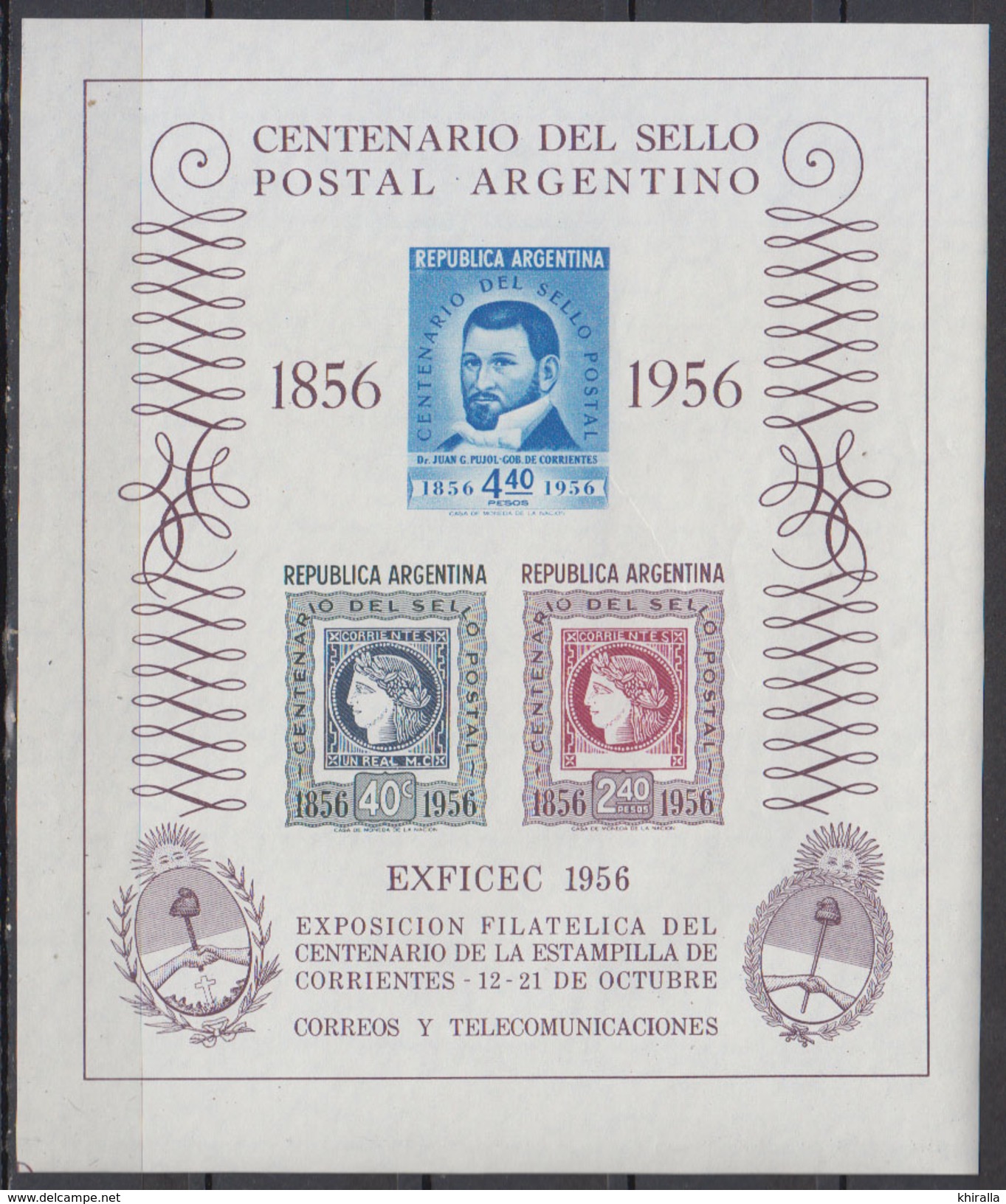 ARGENTINE   1956        BF   10       COTE   6 ,00   EUROS - Blocks & Sheetlets