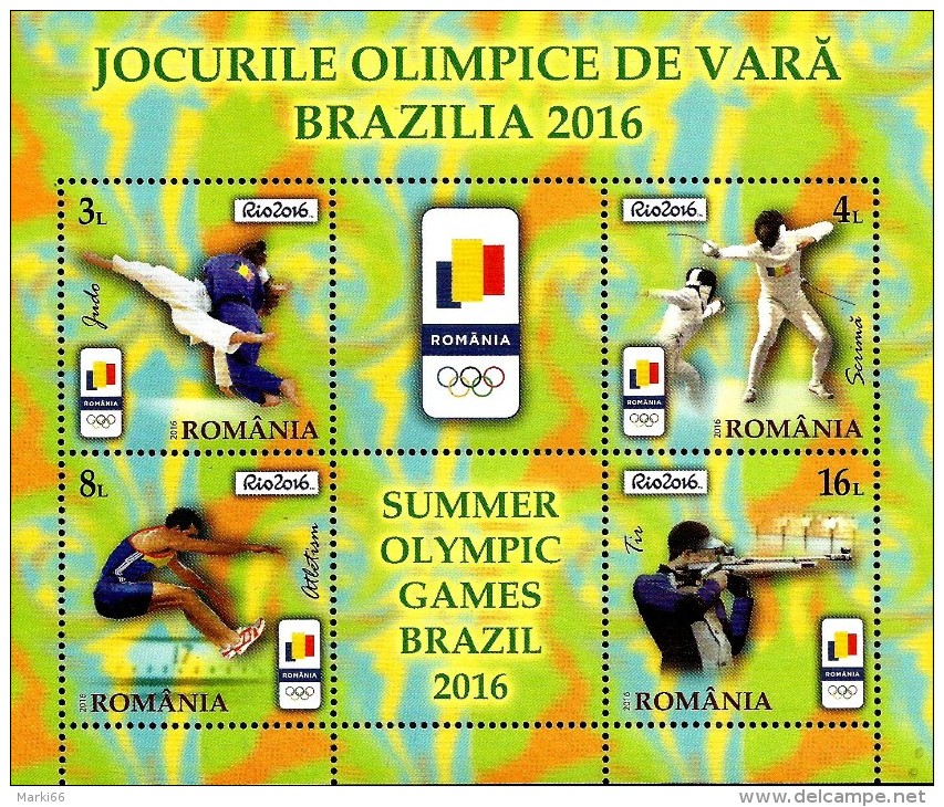 Romania - 2016 - XXXI Summer Olympic Games In Rio - Mint Souvenir Sheet - Unused Stamps